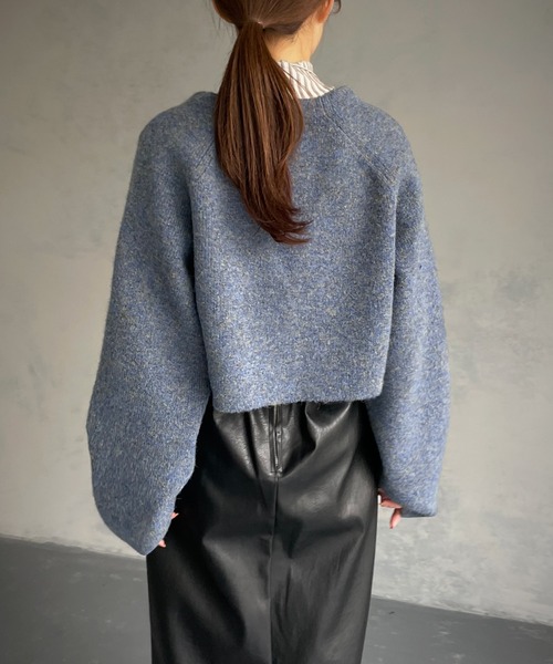 「&g'aime」 ニットカーディガン FREE ダークパープル レディース_画像5