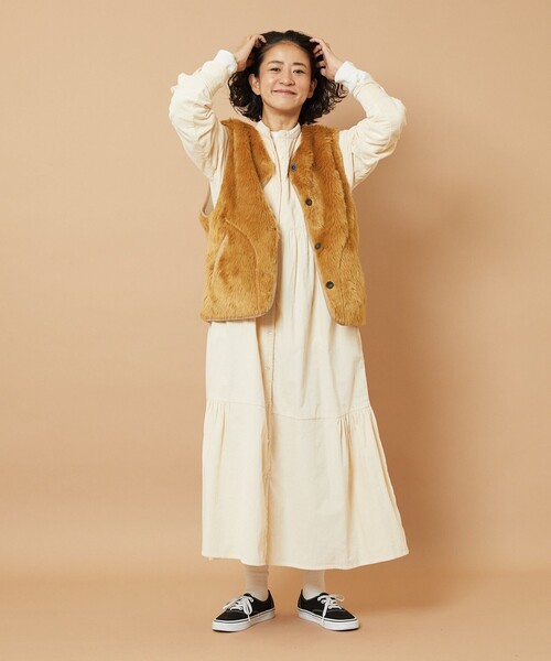 「Freada」 長袖ワンピース ONE SIZE ナチュラル レディース_画像5
