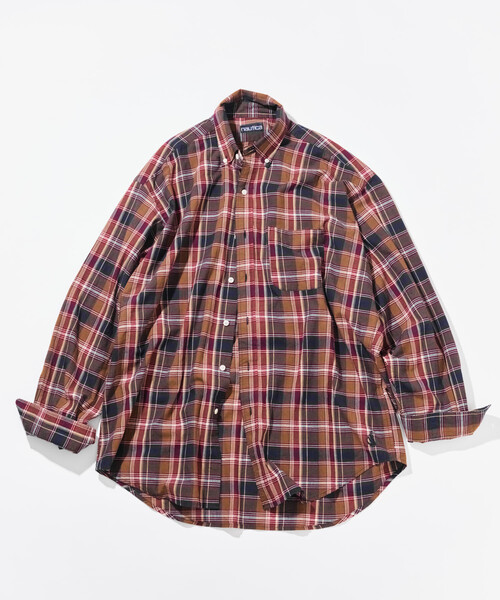 NAUTICA チェック柄 長袖シャツ クロップド丈 NAUTICA 長袖 チェック 