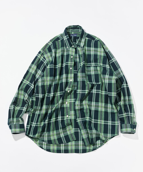 NAUTICA チェック柄 長袖シャツ クロップド丈 NAUTICA 長袖 チェック 