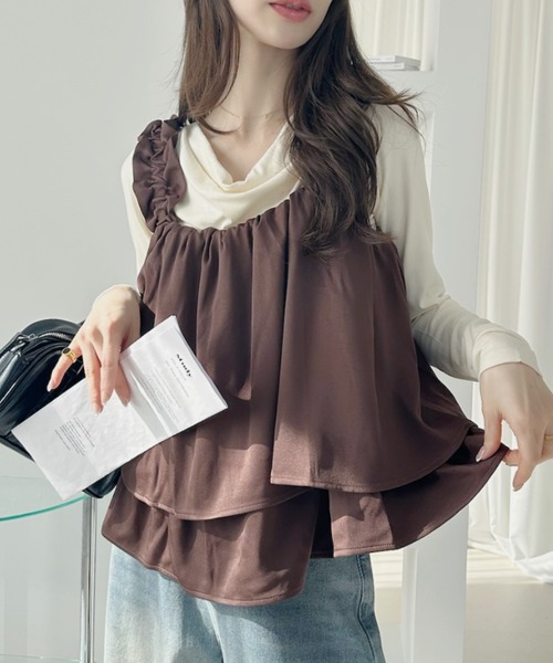 新品タグ付き♡ティアードフリルトップス La-gemme（ラジェム） ブラウス シャツ ティアードフリルプルオーバー