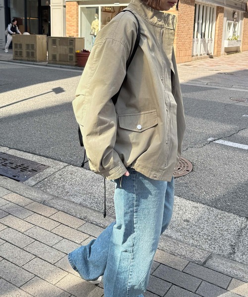 【新品タグ付き】キャナルジーン　エルマール　配色ナイロンブルゾン　黒　ベージュ CANAL JEAN（キャナルジーン） ブルゾン アウター El mar コットン