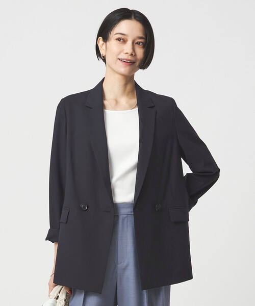 uvカット コート アウター 「size SHORTあり」ライト カチリラ ダブルジャケット レディースの画像