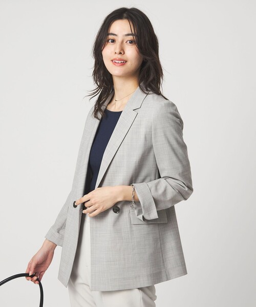 uvカット コート アウター 「size SHORTあり」ライト カチリラ ダブルジャケット レディースの画像
