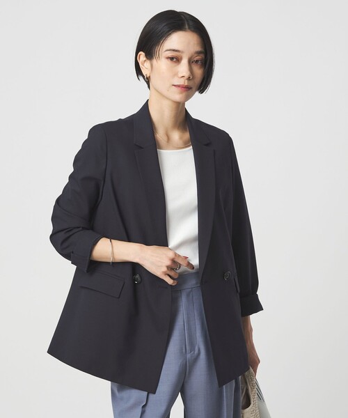 uvカット コート アウター 「size SHORTあり」ライト カチリラ ダブルジャケット レディースの画像