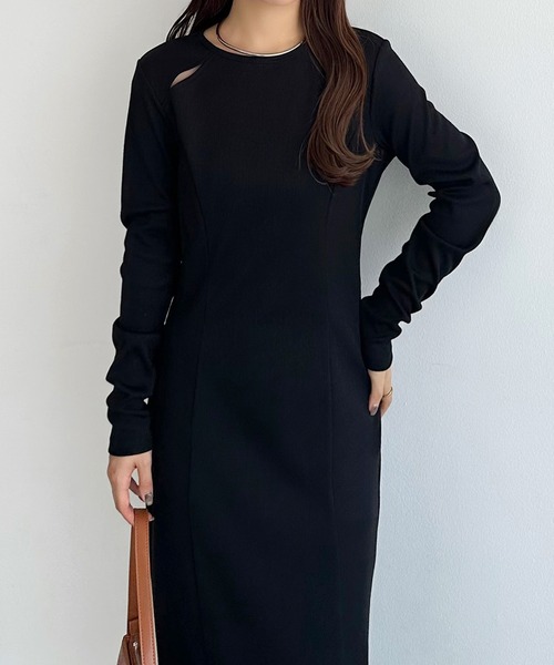 「callautia」 長袖ワンピース X-LARGE チャコール レディース_画像2