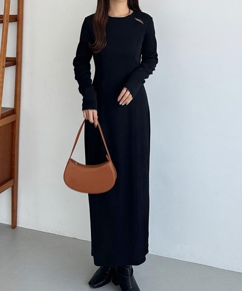 「callautia」 長袖ワンピース X-LARGE チャコール レディース_画像4