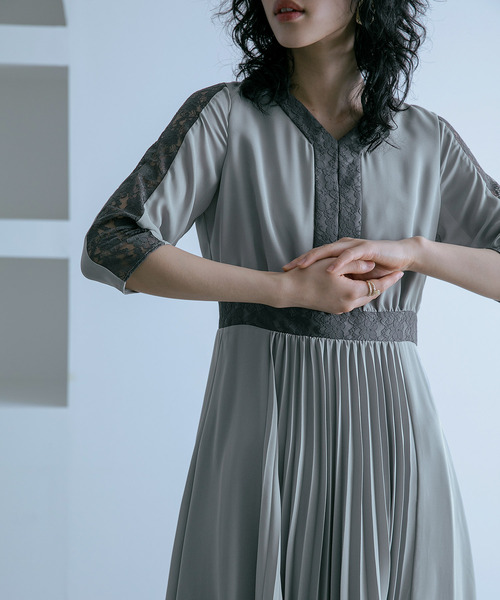 「niana」 7分袖ワンピース M グレー レディースの画像