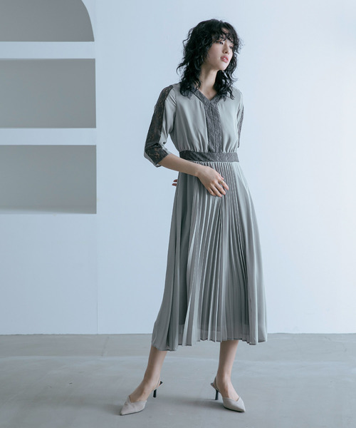 「niana」 7分袖ワンピース M グレー レディースの画像