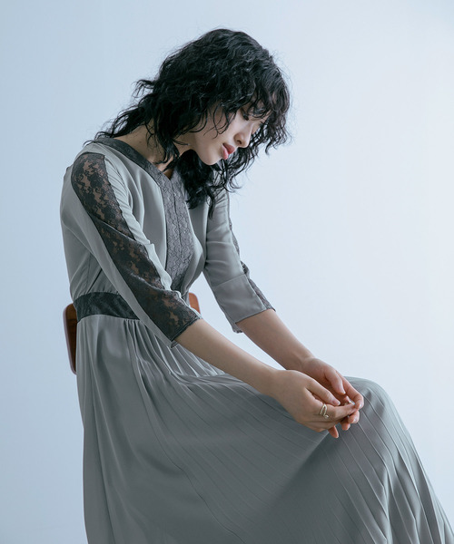 「niana」 7分袖ワンピース M グレー レディースの画像