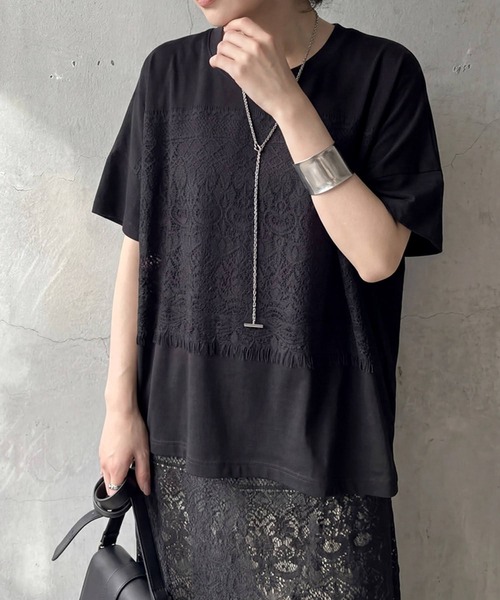 antiqua（アンティカ） ワンピース レース 切替 ロングワンピース