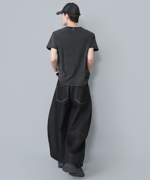 SPINNS（スピンズ） tシャツ ダメージパッチワークロゴ半袖Tシャツ