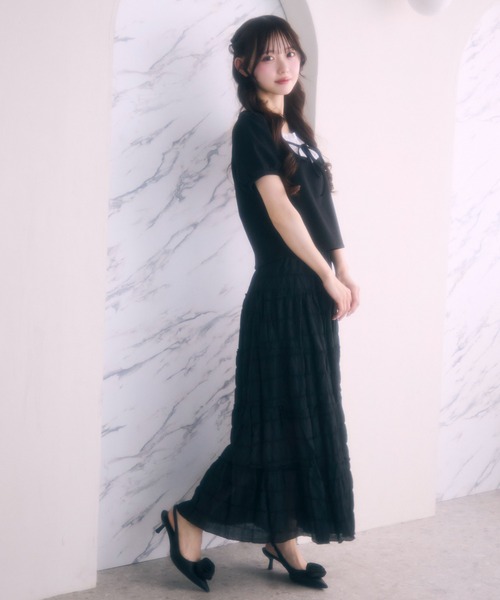 DRAWER ティアード　ロングスカート　黒 TITTY＆CO.（ティティーアンドコー） ロング スカート ティアード