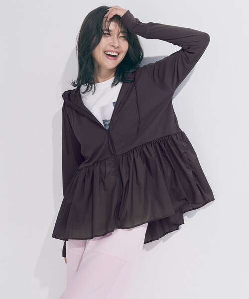 ラッシュガード 「VERY掲載」ラッシュガード ペプラムフーディ レディースの画像