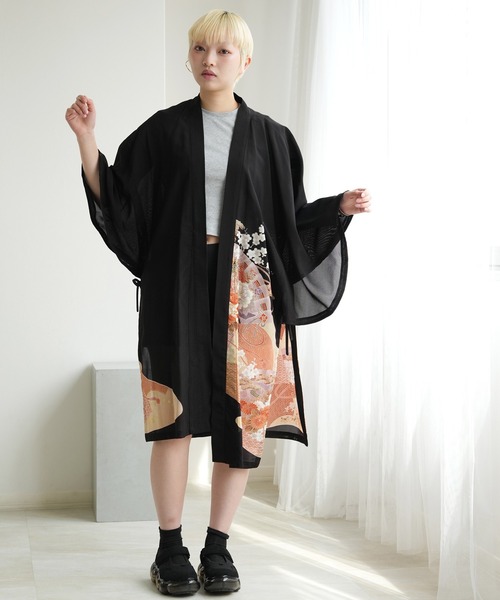 コート アウター 着物リメイク maison utatane アウター 透霞の金舞 レディースの画像