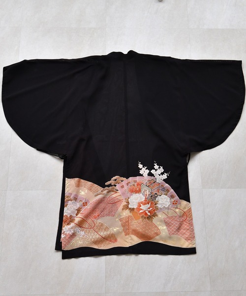 コート アウター 着物リメイク maison utatane アウター 透霞の金舞 レディースの画像