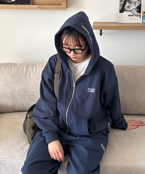「FFEIN」 ジップアップパーカー LARGE アッシュグレー メンズ_画像2