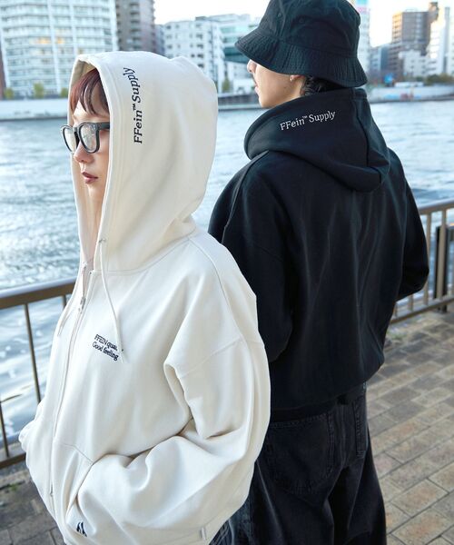 「FFEIN」 ジップアップパーカー LARGE アッシュグレー メンズ_画像5