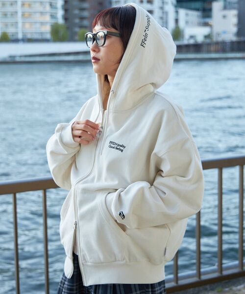 「FFEIN」 ジップアップパーカー LARGE アッシュグレー メンズ_画像6