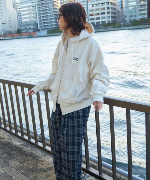 「FFEIN」 ジップアップパーカー LARGE アッシュグレー メンズ_画像9