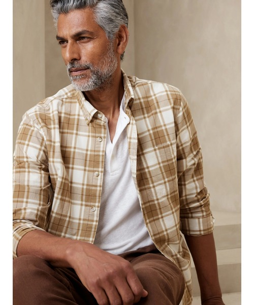 「BANANA REPUBLIC FACTORY STORE」 長袖シャツ X-LARGE ベージュ メンズ_画像2