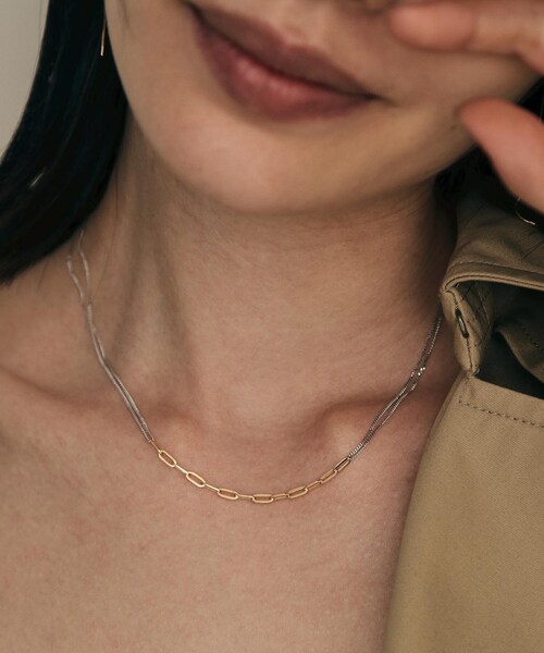 ネックレス K10中空プリム×キヘイ ネックレス（YG×WG） レディースの画像