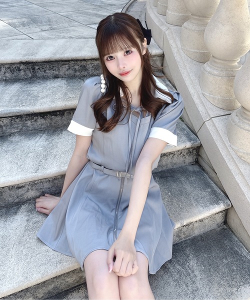 「one way」 半袖ワンピース FREE グレー レディース_画像9