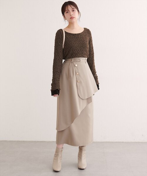 アルベロベロ　レースが素敵なトップス　【新品未使用】 natural couture tシャツ シアーベロア×レースリバーシブルTOPS