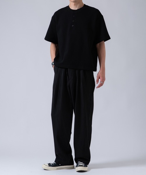 OXA ワイドパンツ スラックス ピンストライプ ツータック スラックス