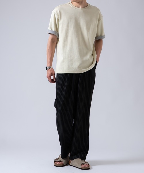 OXA ワイドパンツ スラックス ピンストライプ ツータック スラックス
