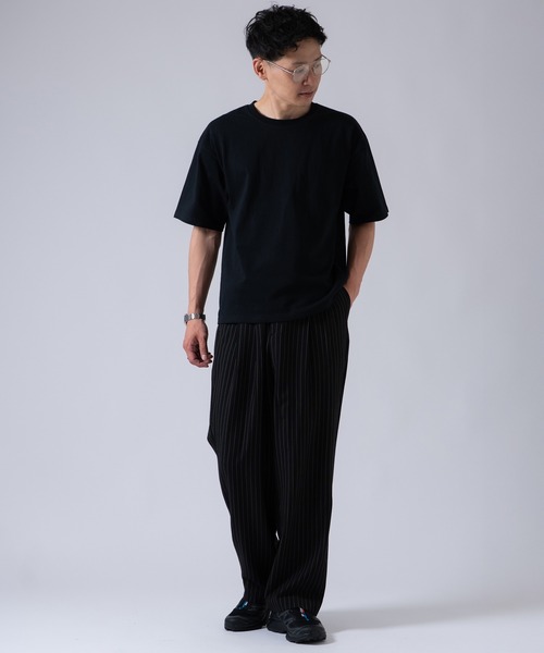 OXA ワイドパンツ スラックス ピンストライプ ツータック スラックス