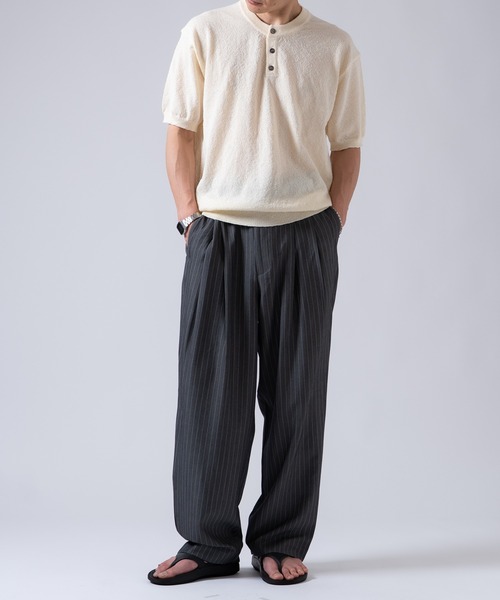 OXA ワイドパンツ スラックス ピンストライプ ツータック スラックス