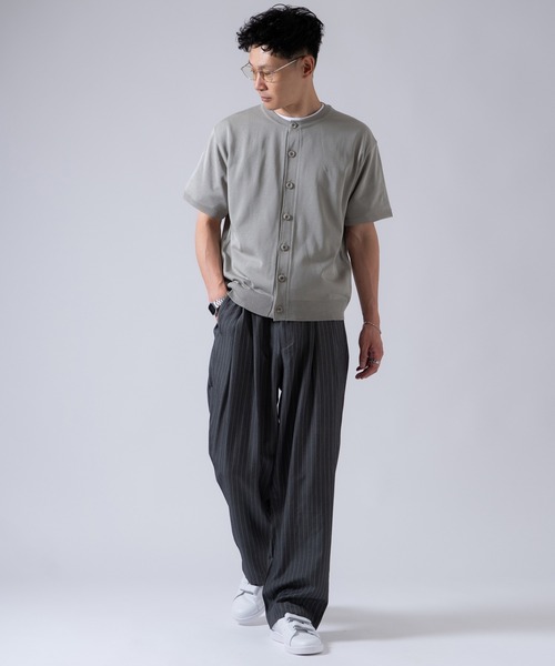 OXA ワイドパンツ スラックス ピンストライプ ツータック スラックス