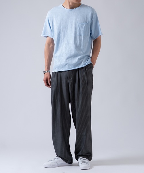 OXA ワイドパンツ スラックス ピンストライプ ツータック スラックス