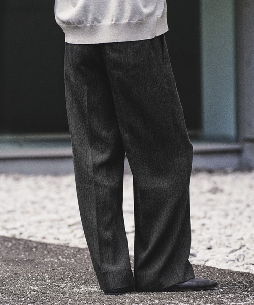 WYM LIDNM スラックス MELANGE TWEED CURVED SEAM SLACKS「SET-UP