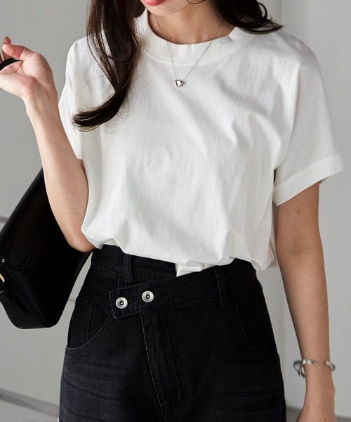 tシャツ コットン１００％冷感プルオーバー レディース AMERICAN HOLIC tシャツ 接触冷感スムースニュアンスロングプル