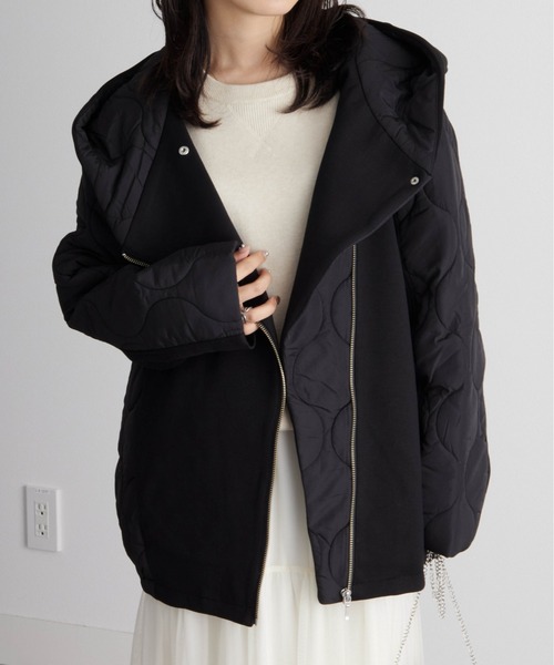 RANAN（ラナン） ブルゾン アウター 異素材コンビ中綿キルティング