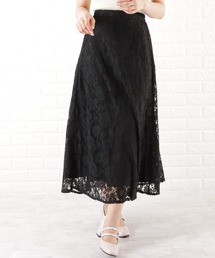 レースレディース Lace Ladies 花柄レースフレアロングスカート
