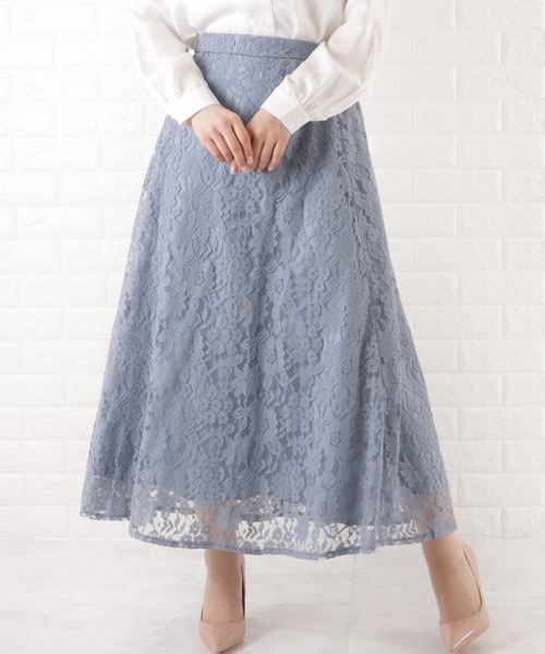 花柄　スカート　ヴィンテージレース　サイズM〜L 大きいサイズ レディース きれいめ花柄レーススカート(M/L/LL/3L