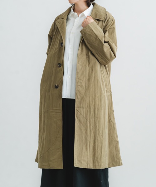 quadro ステンカラーコート コート C/Nギャバピーチバイオステンカラー