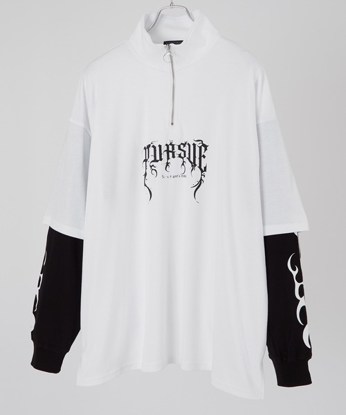 tシャツ ZOZO限定 大人気 ハーフボタン レイヤード風 ロングTシャツ トレンド  グレー×ピンク　カラー「今期新発売」 レディース Enewd nina tシャツ ZOZO限定 大人気 ハーフボタン レイヤード風