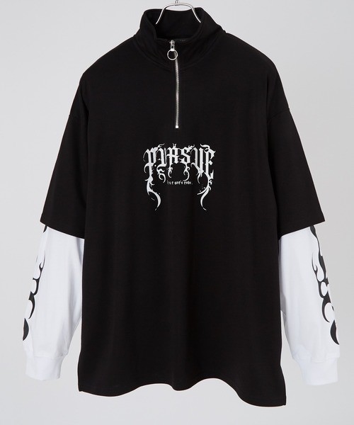improves tシャツ ハーフジップ フェイクレイヤード ロンT