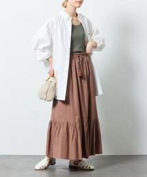 スカート 「限定展開」インド リネン ティアード スカート レディース  