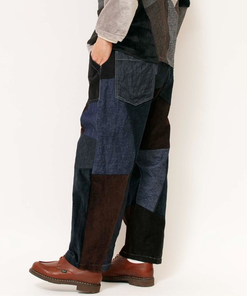 【G70S】 rebear by Johnbull　パッチワーク デニムパンツ rebear by Johnbull】パッチワークストレートデニムパンツ