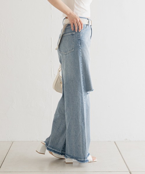 デニム・ジーパン WIDE-LEG DENIM JEANS DHgate.com:Denim Chic: Blue High-Waisted Wide-Leg Jeans for