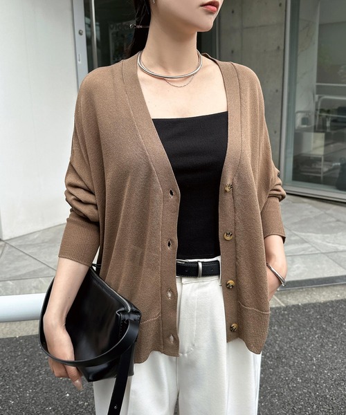 maimia ショート丈カーディガン ベージュ andme（アンドミー） カーディガン uvカット 夏 UVカット接触冷感