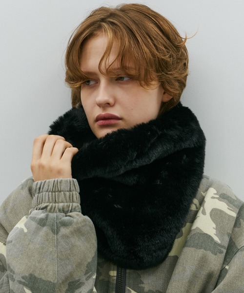 Omar afridi ファーネックウォーマー AFF AIVER ネックウォーマー スヌード ボリュームファーネック