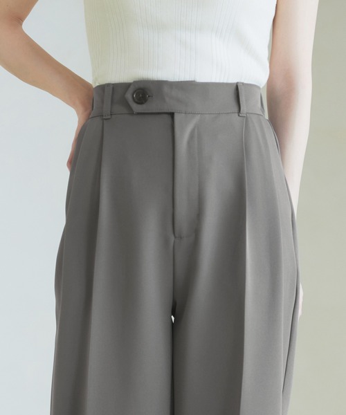 スラックス パンツ ツータックワイドスラックス レディース