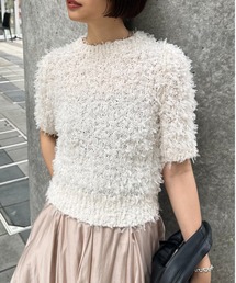 ニット セーター アセテートポリエステル半袖 プルオーバー レディース ANAYI ニット セーター アセテートポリエステル半袖 プル