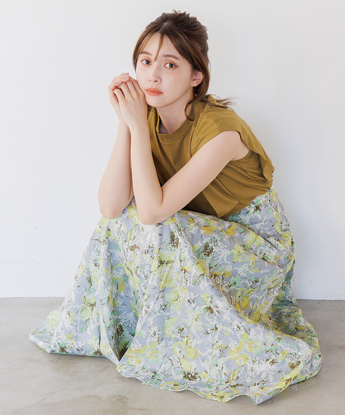 ロング スカート 花柄ドレープフレアロングスカート : ZOZOTOWN Yahoo